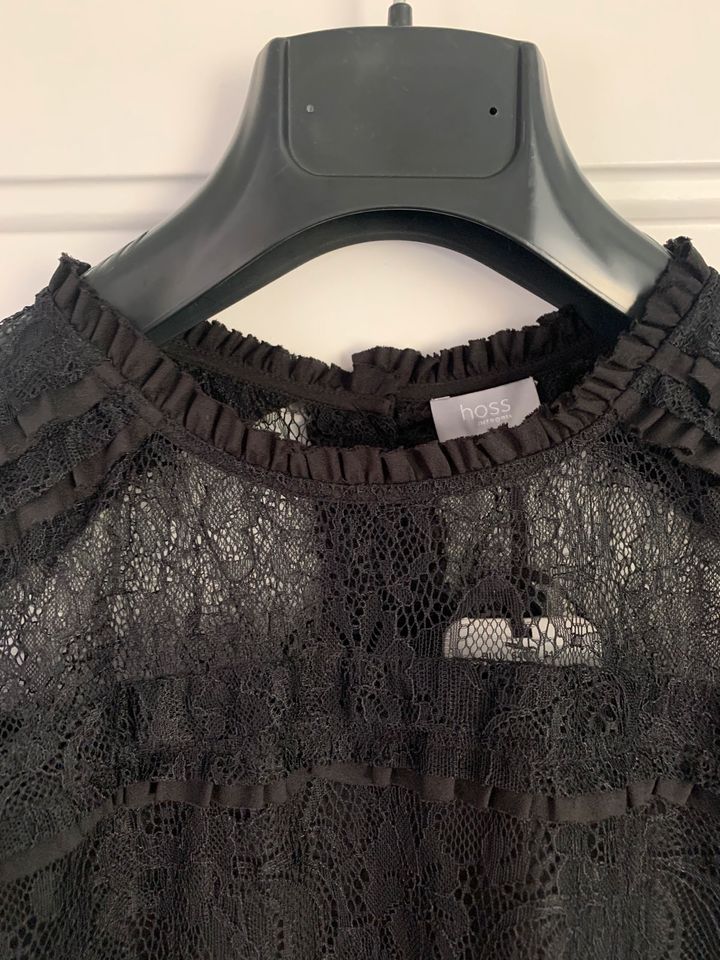 Schwarze Designer Bluse aus zarter Spitze von HOSS Intropia, S, in Düsseldorf