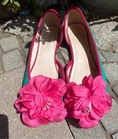BUFFALO Girl Peep Toe Ballerina grün pink Blüte Gr. 40 Bayern - Pastetten Vorschau