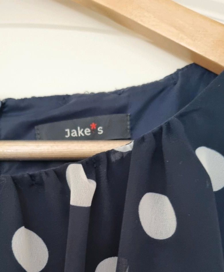 JAKES Cocktailkleid/Konfirmationskleid 34 dunkelblau weiß Punkte in Jüchen