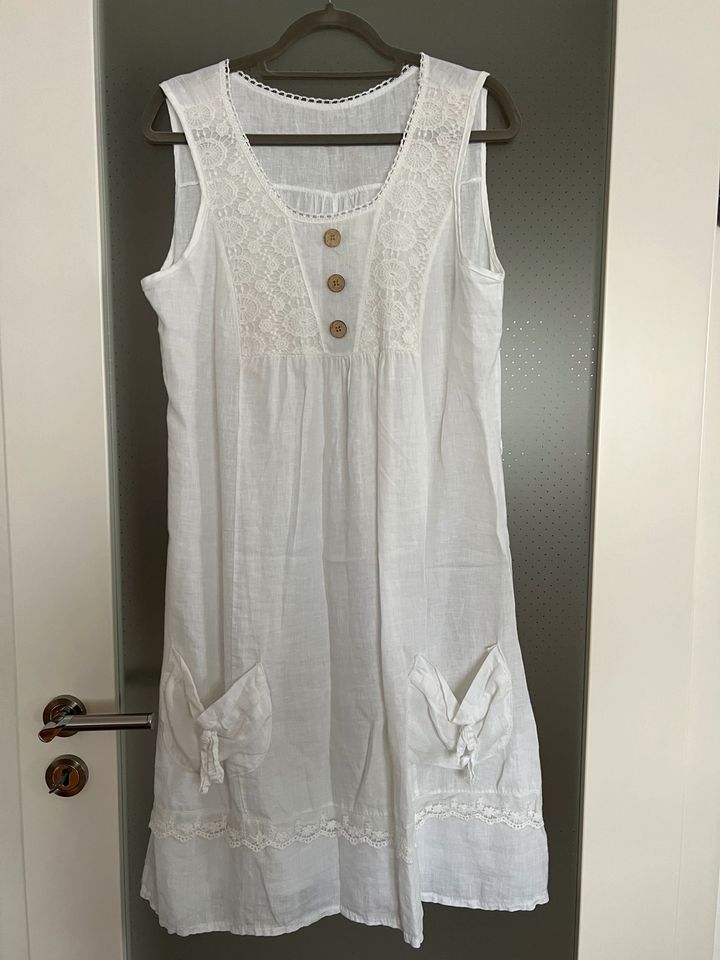 Sommerkleid weiß Leinen Leinenkleid Made in Italy Gr.XL *wie neu* in Markt Schwaben