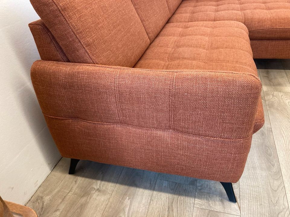 #A Ecksofa Orange Eckcouch Schlafcouch Schlafsofa Stoff auszieh in Burgstädt