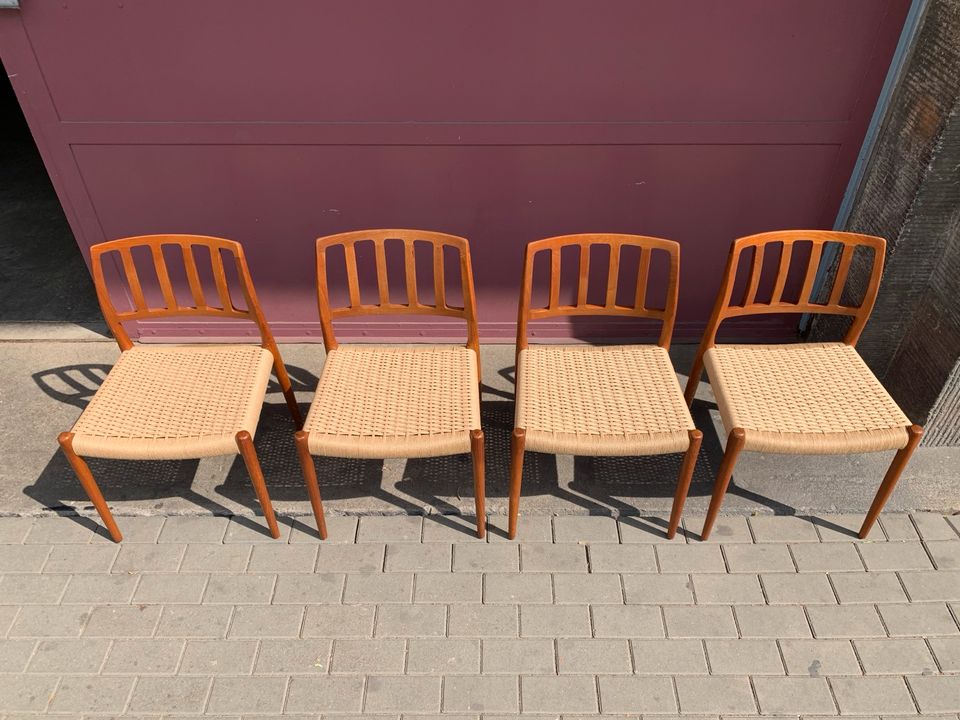 Niels Möller Modell nr 83 neu geflochten mit Papierkordel Teak Stühle Esszimmerstühle Danish Design mid Century Stuhl Dänemark 60er 70er Møller jl in Berlin