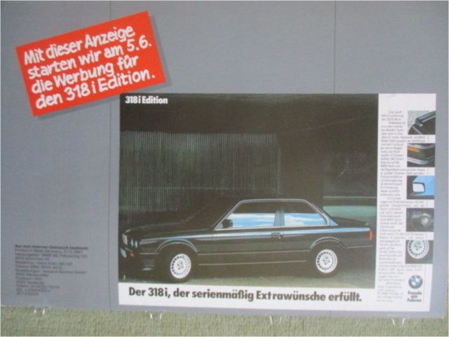 BMW Praxis Argumenter 11/1987 318i Edition E30 Katalog intern in Minden