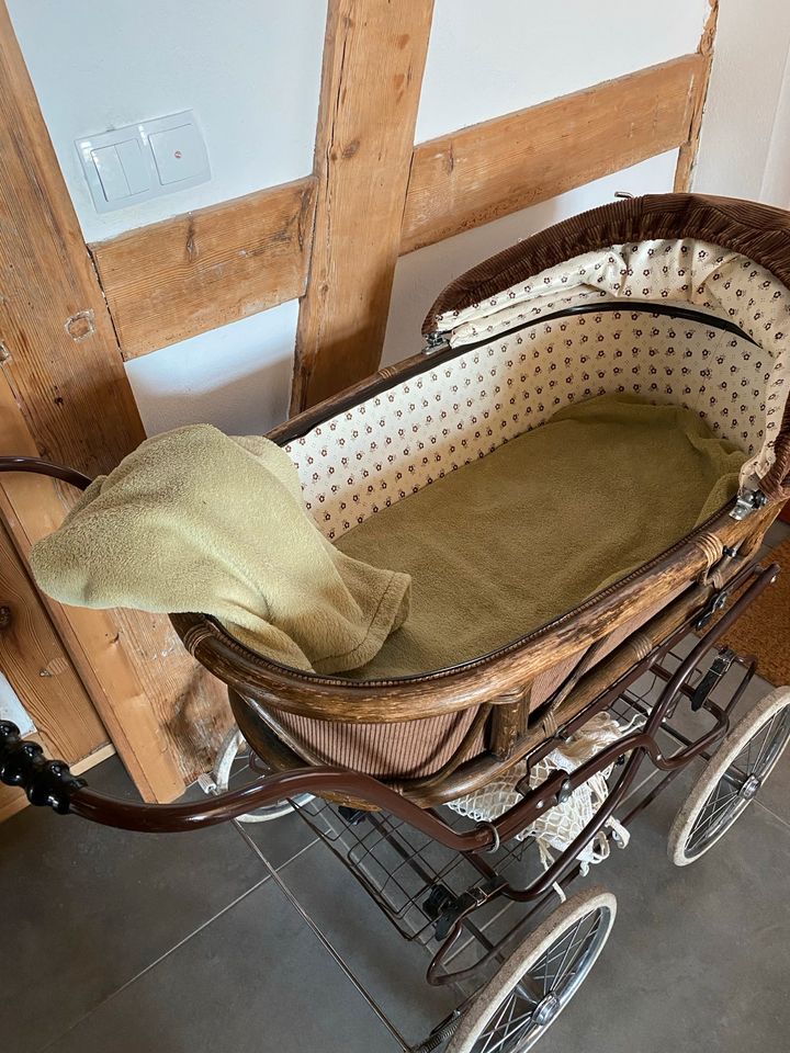 Kinderwagen vintage Cord/ Holz Retro in Neustrelitz