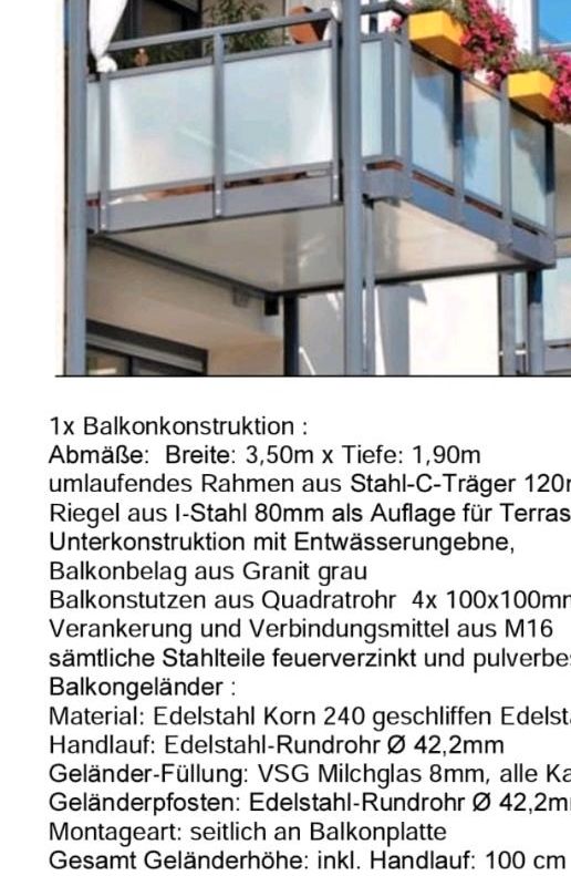 Firma zur Erstellung eines Metallbalkons gesucht in Weiden (Oberpfalz)