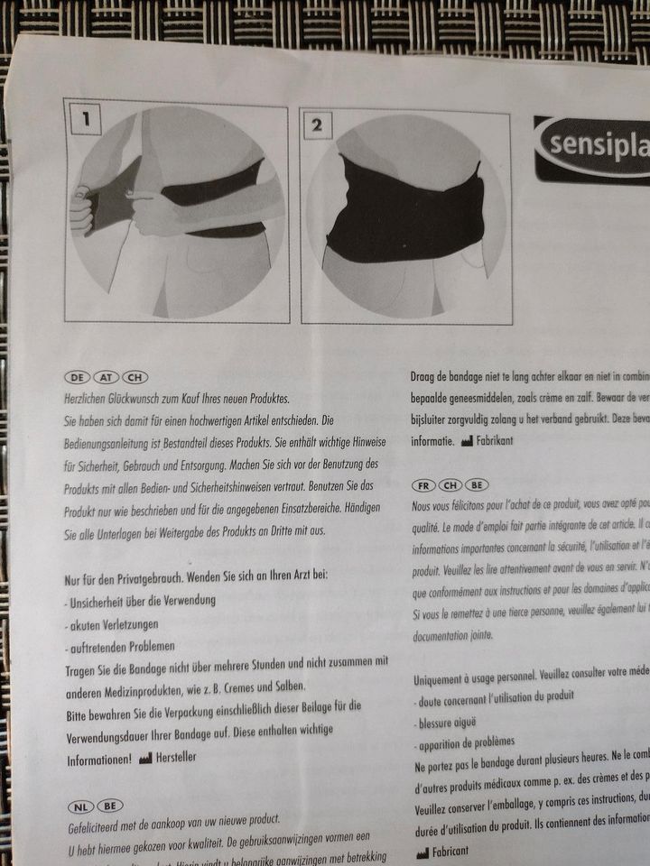 *Sensiplast Rückenbandage AIRCON* M-L 80-98 cm in Schlüsselfeld