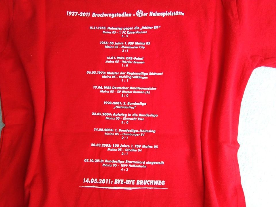 1. FSV Mainz 05, T-Shirt, rot + weiß, Bye Bye Bruchweg, XL (L) Da in Rüsselsheim