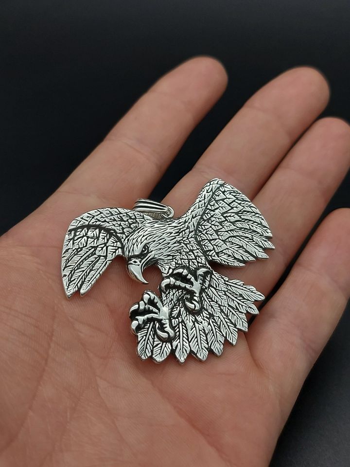 XL Anhänger Sterlingsilber Adler 925 Halskette Königskette NEU in Spickendorf