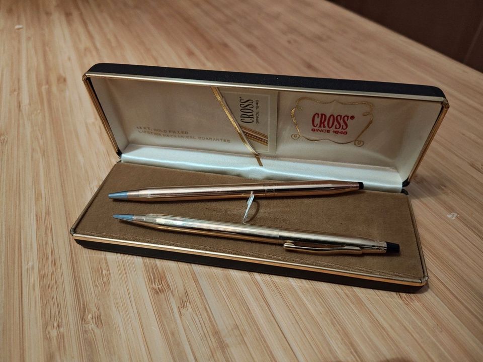 Cross 1/20 14K Gold Cross Ball Point Pen & Pencil USA inkl Etui in München