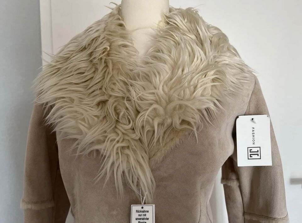 Otto Fashion Echtlederjacke Parka beige Fell gefüttert 34 XS NEU in Rehlingen-Siersburg