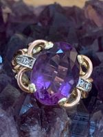 schöner antiker Ring 585 Gold Amethyst Diamanten Hessen - Dreieich Vorschau