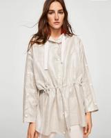 MANGO Leinen Jacke Cape Poncho Jacke Oversized Beige metallic Niedersachsen - Ganderkesee Vorschau