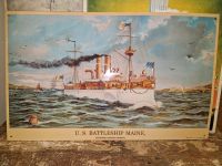 Nostalgisches Blechschild rar US Battleship Maine Schiff Werbung Nordrhein-Westfalen - Gelsenkirchen Vorschau