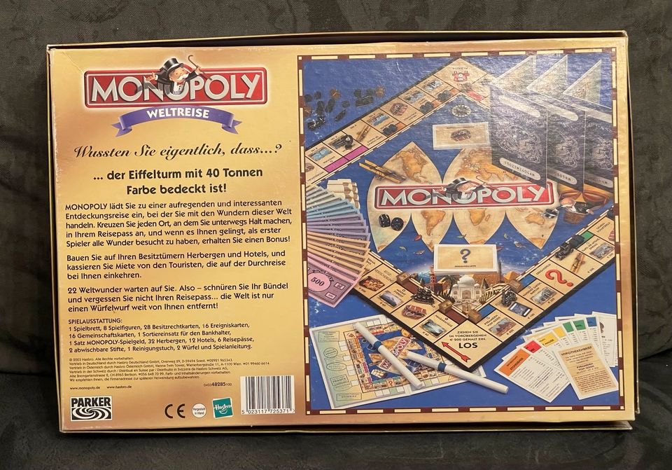 Brettspiel Spiel Monopoly Weltreise, Parker, guter Zustand in München
