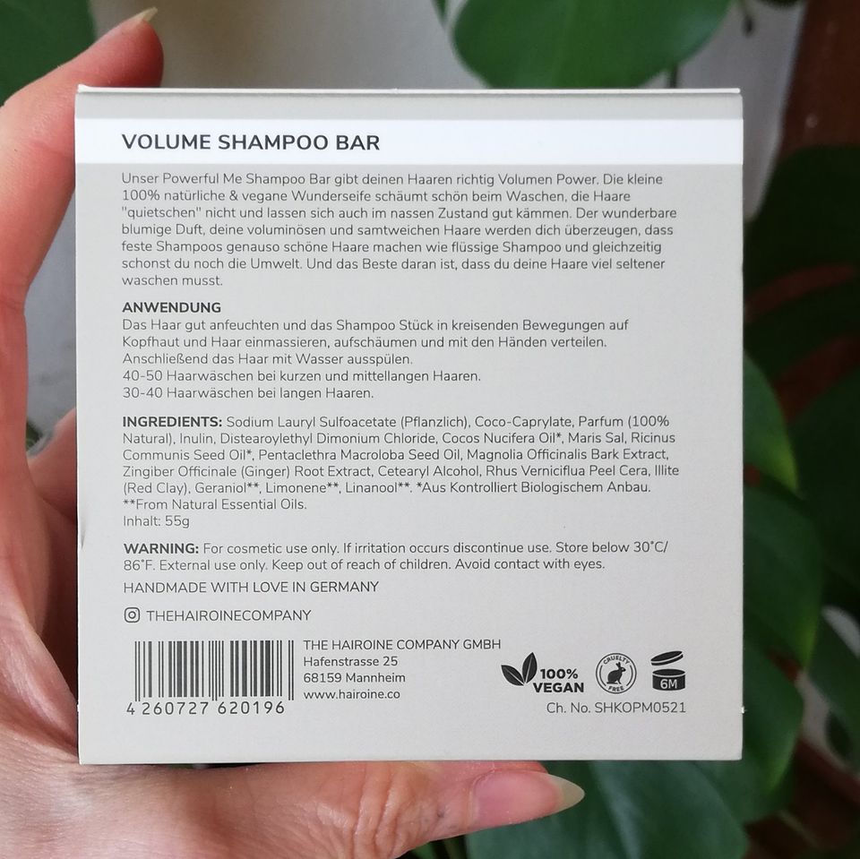 hairoine company Powerful Me Volume Shampoo Bar vegan Haarseife in Wetter (Hessen)