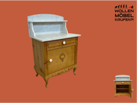 WMK Wunderschöne dänische antike Kommode aus vollem Holz mit weißem Marmor Aufsatz und Schublade , um 1910 # Marmorkommode Flurkommode Waschtisch Waschkommode Badschrank Weichholz Jugendstil Vintage Friedrichshain-Kreuzberg - Friedrichshain Vorschau
