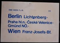 Suche ÖBB Fahrplan Vindobona D 374 / 375 Tausch Zuglaufschild Brandenburg - Bernau Vorschau