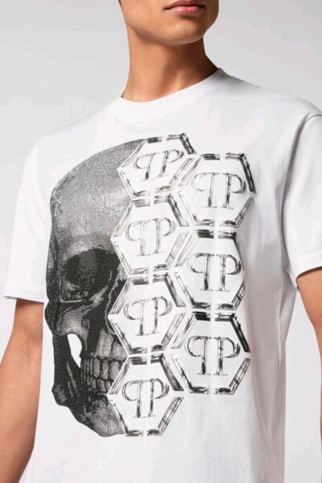 PHILIPP PLEIN T-SHIRT ROUND NECK SS SKULL AND PLEIN / L / NEU / in Ober-Mörlen