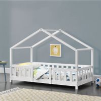 Kinderbett mit Rausfallschutz 70x140cm Haus Holz Weiß Hausbett Nordrhein-Westfalen - Ladbergen Vorschau
