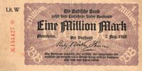 Eine Million Mark Badische Bank August 1923 Einseitig Hamburg-Nord - Hamburg Alsterdorf  Vorschau