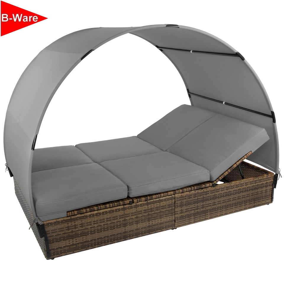 B-WARE * Sonnenliege Polyrattan 200x140 cm Doppelbett Sonnendach in Töging am Inn