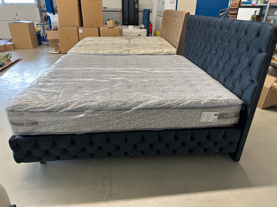 Sonderangebot auf Lager Ware solange Vorrat reicht!!!  BOXSPRINGBETT (STANNIS BAZZA 180 X 200 CM) Set KOPFTEIL - MATRATZE und BETTGESTELL mit Stauraum Chesterfield Chester- QMLager in Ursensollen