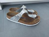 Birkenstock Zehentrenner Gizeh Leder Gr. 38 Silber Nordrhein-Westfalen - Pulheim Vorschau