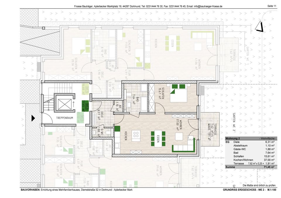 Modern mit Komfort = Neubau-Eigentumswohnung im EG mit Terrasse und Aufzug und Tiefgarage in Dortmund