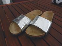 BONPRIX bpc Pantolette/Sandale, silber/Kork, Gr. 39 -TOP Niedersachsen - Adendorf Vorschau