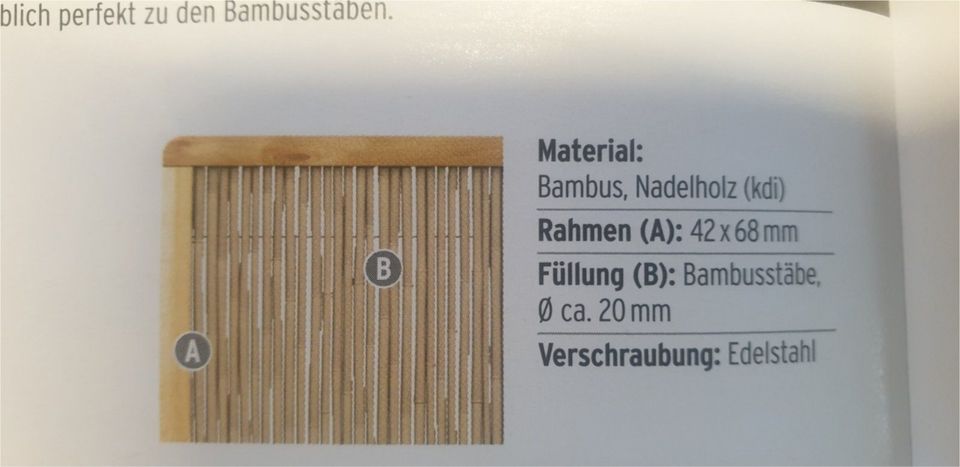 Bambussichtschutzelement Zaun 180x180 cm TG Bambu 4111 in Ahrensburg
