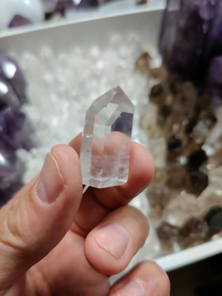 Klare Spitzen (poliert) Bergkristall, Rauchquarz, sowie Amethyst in Schnaittenbach