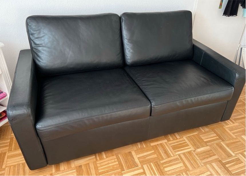 Leder Schlafcouch 2 Sitzer Ledercouch COR schwarz Cube in Berlin