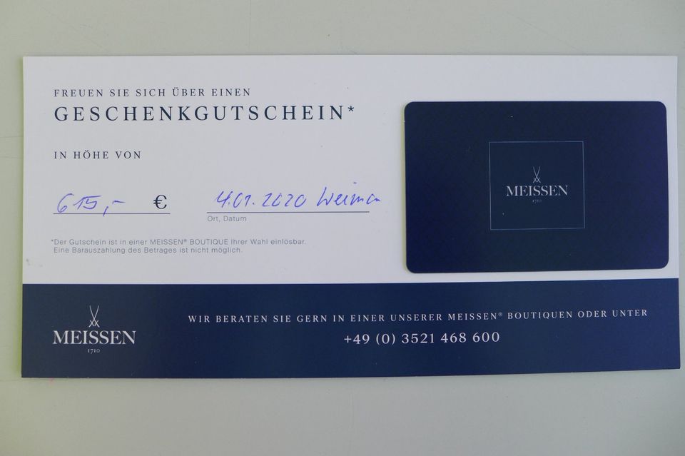 Meißner Porzellan - Gutscheine 100 EUR bis 615 EUR - 25 % Rabatt in Weimar