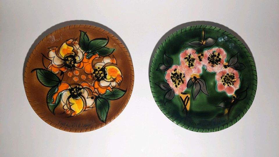 Raymonde Leduc, Vallauris Keramik Teller, Blumenmotiv, 60er in Hamburg