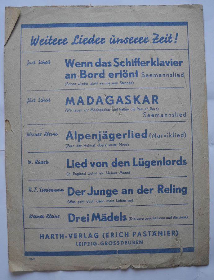 Noten, Wilhelm Strienz singt; Ich habe ein Herz zu verschenken; in Neustadt an der Weinstraße