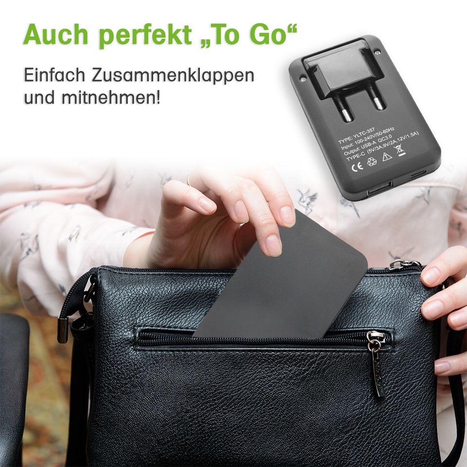 2 Stk. USB-Ladegerät Extra Flaches Netzteil Dual Port USB-A USB-C Schwarz 20W in Eggenfelden