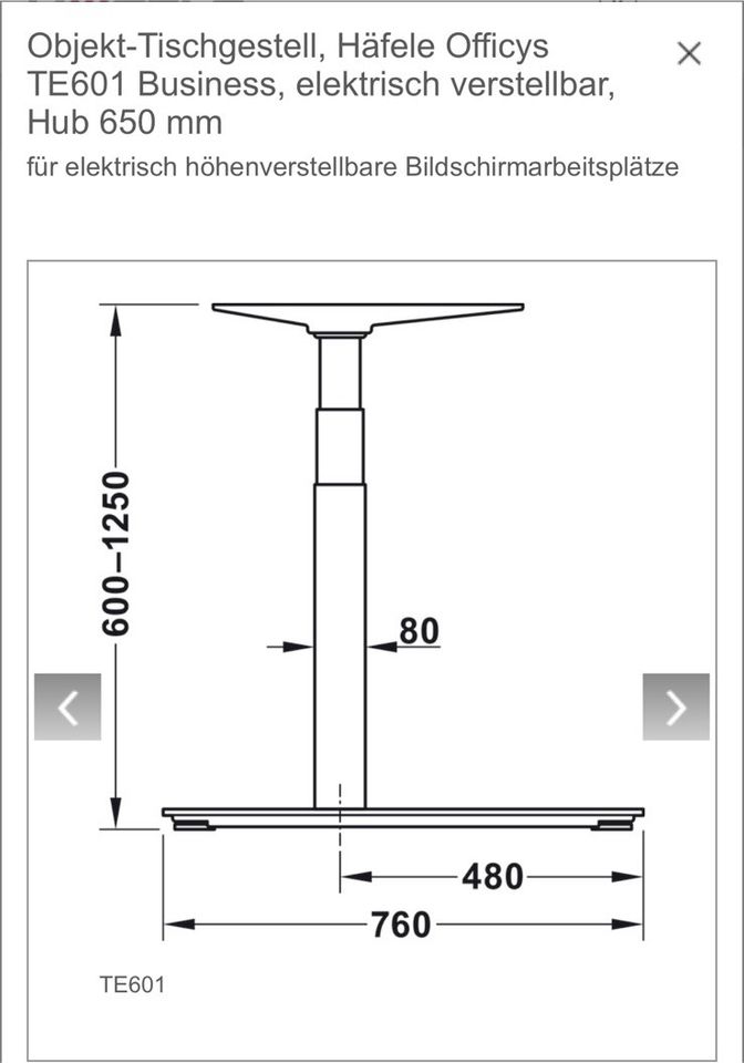 Elektrisch Höhenverstellbares Tischgestell in Niedernhausen