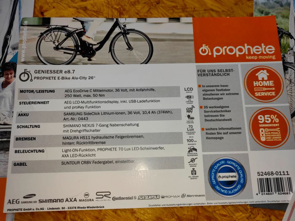 2x 26" Prophete Geniesser e8.7 Pedelec eBike Fahrräder Teildefekt in Langwieden