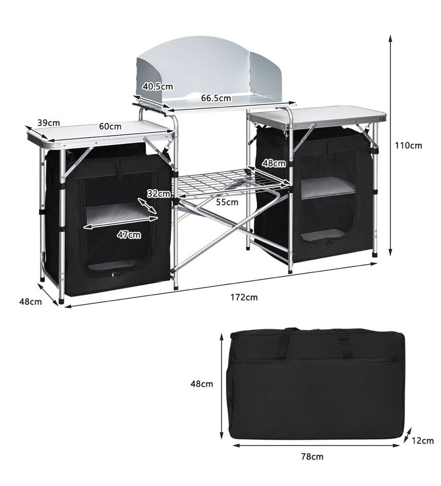 Campingküche Reiseküche Campingschrank Faltschrank Küchenbox Alu in Bebra