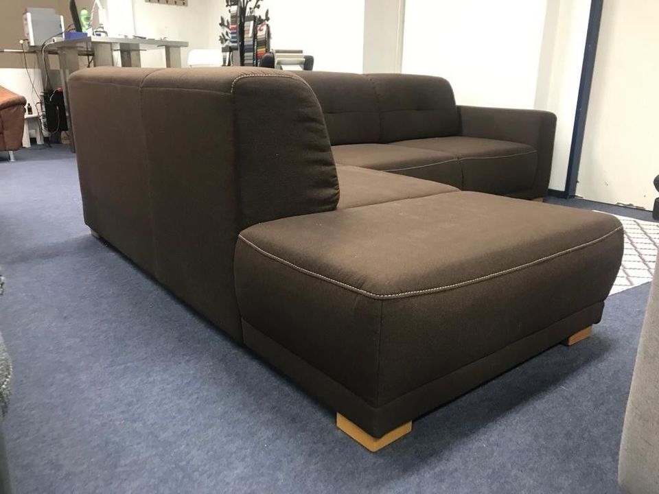 Ecksofa Sofa Federkern Polsterecke Struktur 261 cm Ottomane Braun in Hamburg