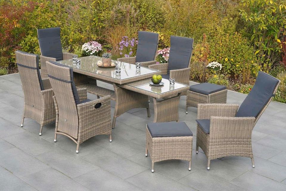 Merxx 9 tlg Set Ravello Polyrattan ausziehbar Neuware in Bad Segeberg