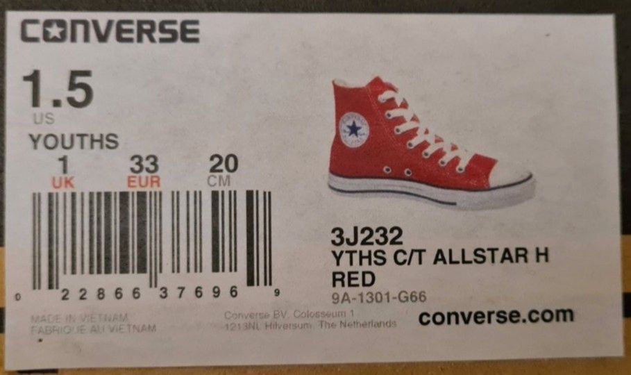 Converse Kinderschuhe Chucks All Star 3J232 ROT in Harrislee