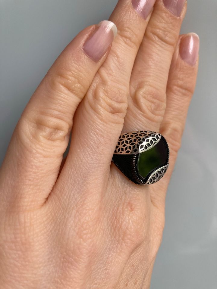 Silber Ring mit Onyx Stein 19mm in Remseck am Neckar