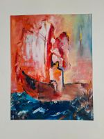 Abstrakter Expressionismus rot blau Schiff Boot Ölmalerei Nordrhein-Westfalen - Solingen Vorschau