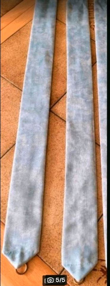 2 Übergardinen Schals mit 2 Bindebändern beige hellblau braun in Emmendingen