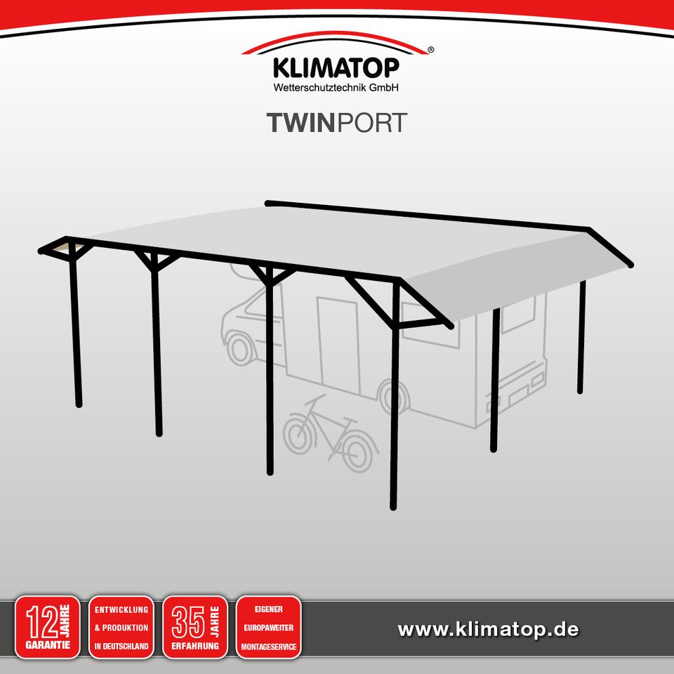 Wohnmobil Wohnwagen Doppel-Carport TWINPORT 650 x 1000 cm von KLIMATOP in Bückeburg