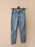 Neu! Stradivarius Slim Fit Mom Jeans Fransen Löcher hellblau 34 6 Nordrhein-Westfalen - Uedem Vorschau