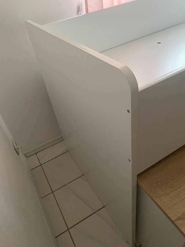 Kinderhochbett 90x200 mit Schreibtisch weiß/Buche in Frechen