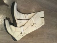 sexy Stiefel; echt Leder in creme weiß, hoher Schaft in Gr. 36 Sachsen-Anhalt - Halle Vorschau