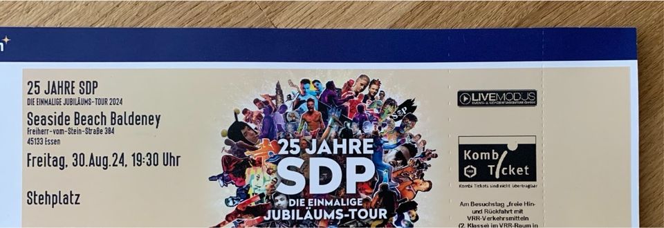 SDP Jubiläumstour-Ticket 30.08.2024 Seaside Beach Baldeney Essen in Bochum